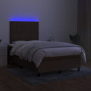 kontinentalseng med LED-lys 120x200 cm stof mørkebrun