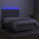 kontinentalseng med LED-lys 140x190 cm stof lysegrå