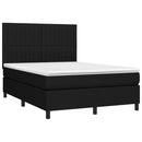 kontinentalseng med LED-lys 140x190 cm stof sort
