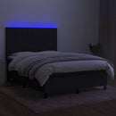 kontinentalseng med LED-lys 140x190 cm stof sort