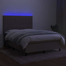 kontinentalseng med LED-lys 140x190 cm stof gråbrun