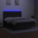 kontinentalseng med LED-lys 160x200 cm stof sort