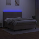 kontinentalseng med LED-lys 160x200 cm stof gråbrun