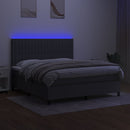 kontinentalseng med LED-lys 180x200 cm stof mørkegrå