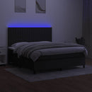 kontinentalseng med LED-lys 180x200 cm stof sort