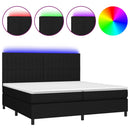 kontinentalseng med LED-lys 200x200 cm stof sort