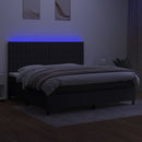 kontinentalseng med LED-lys 200x200 cm stof sort