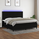 kontinentalseng med LED-lys 200x200 cm stof sort