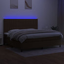 kontinentalseng med LED-lys 200x200 cm stof mørkebrun