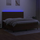 kontinentalseng med LED-lys 200x200 cm stof mørkebrun