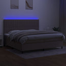 kontinentalseng med LED-lys 200x200 cm stof gråbrun