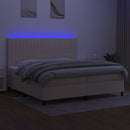 kontinentalseng med LED-lys 200x200 cm stof cremefarvet