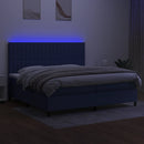 kontinentalseng med LED-lys 200x200 cm stof blå