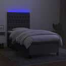 kontinentalseng med LED-lys 80x200 cm stof mørkegrå