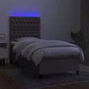 kontinentalseng med LED-lys 90x200 cm stof gråbrun