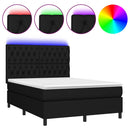 kontinentalseng med LED-lys 140x190 cm stof sort