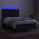 kontinentalseng med LED-lys 140x190 cm stof sort