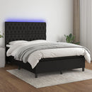 kontinentalseng med LED-lys 140x200 cm stof sort