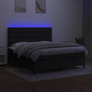 kontinentalseng med LED-lys 160x200 cm stof sort