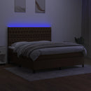 kontinentalseng med LED-lys 160x200 cm stof mørkebrun