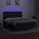 kontinentalseng med LED-lys 180x200 cm stof sort