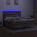 kontinentalseng med LED-lys 180x200 cm stof gråbrun