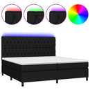 kontinentalseng med LED-lys 200x200 cm stof sort