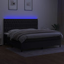 kontinentalseng med LED-lys 200x200 cm stof sort
