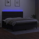kontinentalseng med LED-lys 200x200 cm stof sort