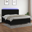kontinentalseng med LED-lys 200x200 cm stof sort
