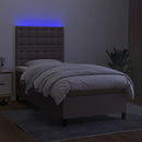 kontinentalseng med LED-lys 90x190 cm stof gråbrun