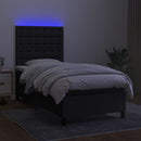 kontinentalseng med LED-lys 100x200 cm stof sort
