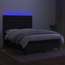 kontinentalseng med LED-lys 140x190 cm stof sort