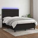 kontinentalseng med LED-lys 140x190 cm stof sort
