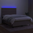kontinentalseng med LED-lys 140x190 cm stof gråbrun