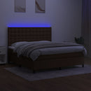 kontinentalseng med LED-lys 160x200 cm stof mørkebrun