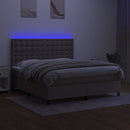 kontinentalseng med LED-lys 180x200 cm stof gråbrun