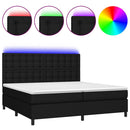 kontinentalseng med LED-lys 200x200 cm stof sort