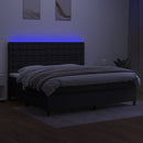 kontinentalseng med LED-lys 200x200 cm stof sort