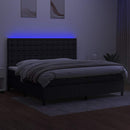 kontinentalseng med LED-lys 200x200 cm stof sort