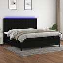 kontinentalseng med LED-lys 200x200 cm stof sort
