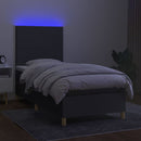 kontinentalseng med LED-lys 80x200 cm stof mørkegrå