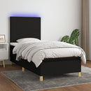 kontinentalseng med LED-lys 80x200 cm stof sort