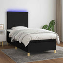kontinentalseng med LED-lys 80x200 cm stof sort