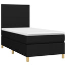 kontinentalseng med LED-lys 90x190 cm stof sort