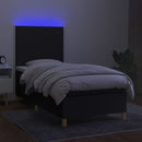 kontinentalseng med LED-lys 90x190 cm stof sort