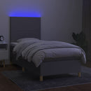 kontinentalseng med LED-lys 100x200 cm stof lysegrå