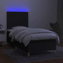 kontinentalseng med LED-lys 100x200 cm stof sort