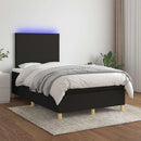 kontinentalseng med LED-lys 120x200 cm stof sort