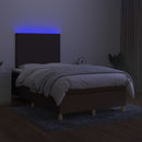 kontinentalseng med LED-lys 120x200 cm stof mørkebrun